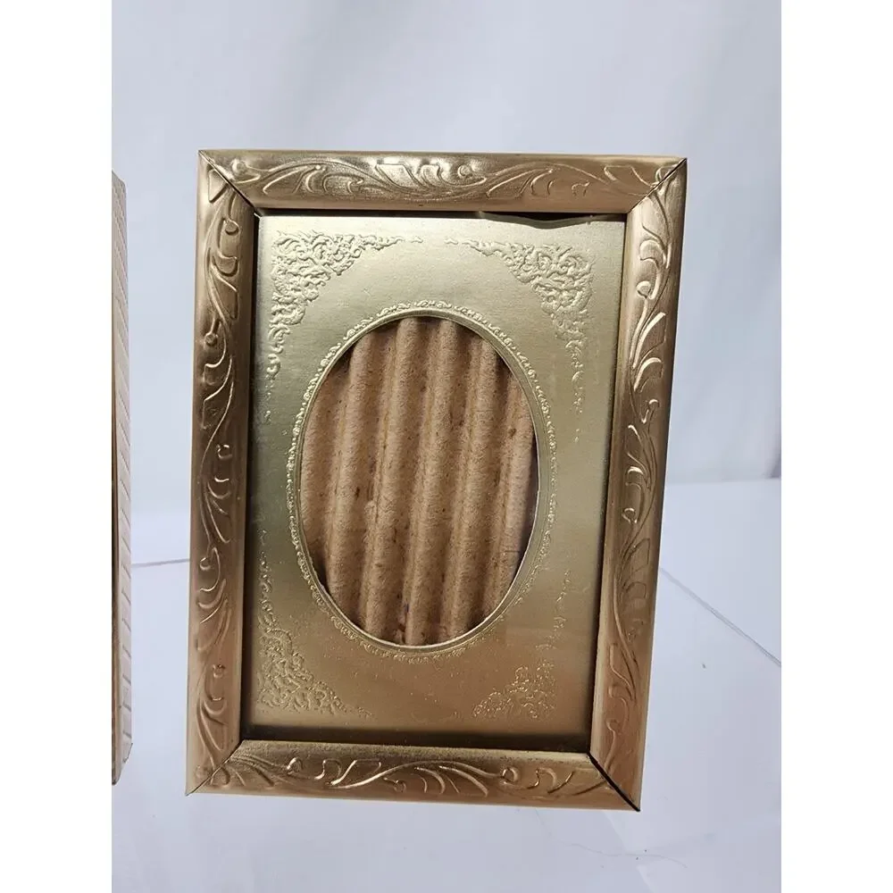 Intercraft 3 Mini Brass Photo Frames Gold Foil Matting Scroll 2.5